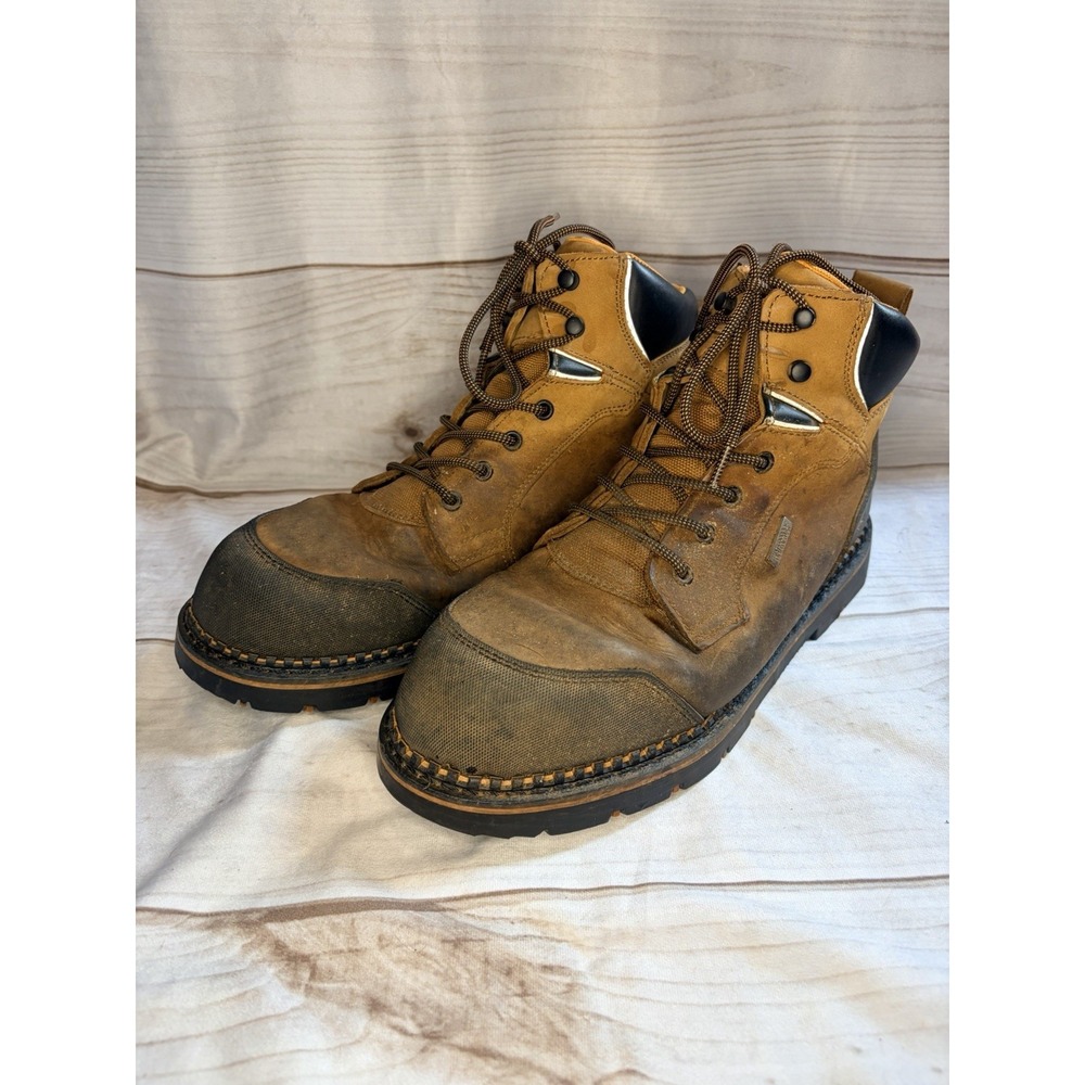 Ridgecut Waterproof Work Boots Mens 13 Brown Leather Steel Toe‎ Lace Up